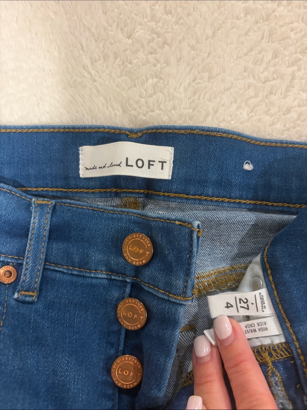 LOFT High-Rise Medium Blue Button-Fly Women’s Jeans